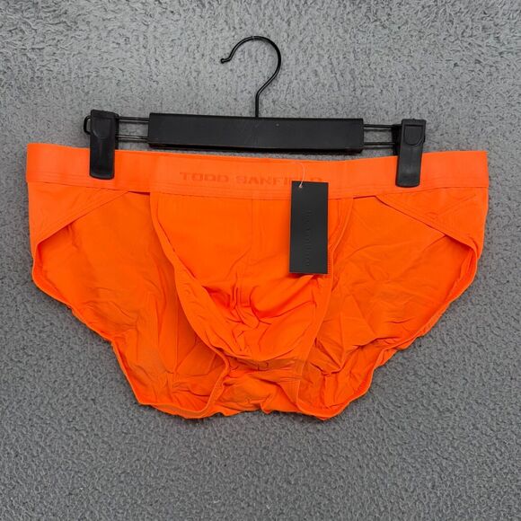 Todd Sanfield Brief Underwear men's Large Orange Fire Defiant Sport Micro NEW - Picture 1 of 7